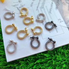 CZ8523 Gold CZ Micro Pave Shackle Clasp U Lock Clasp With Screw Rod for U Lock Micro Pave Carabiner clasp Cz Anchor Shackle