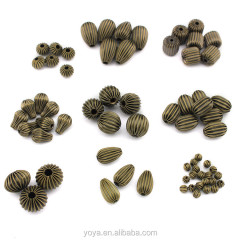 JS1296 Wholesale antique bronze corrugated spacer beads,bronze jewelry supplies findings