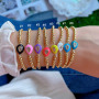 BC1422  Delicate Small 18K Gold Plated Beads with Enamel Multi Colored CZ Teardrop Bead Elastic Bracelets for Women 2021