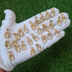 CZ8497 Fashion Dainty Rainbow Oval Initial gold plated CZ micro pave letter Charm pendant; Cubic zirconia initial Charm Pendant CZ8497 Fashion Dainty Rainbow Oval Initial gold plated CZ micro pave letter Charm pendant; Cubic zirconia initial Charm Pendant