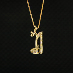 NZ1078 New Diamond Women's Shoe Jewelry Chic Cubic Zirconia CZ Micro Pave Shoe Pendant Designer Necklace