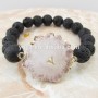 BRH1461 Fashion new unique style black lava beaded agate geode bracelet