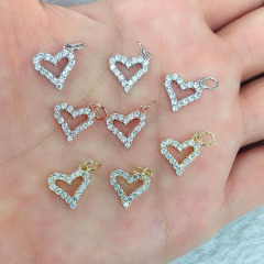 CZ8222 Tiny minimal Mini Small 18K Gold Plated CZ Cubic Zirconia Micro Pave Heart Charm Pendant For Jewelry Making