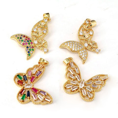 CZ8074 Hotsale 18k Gold Plated CZ Zircon Micro Pave Butterfly Charm Pendant for Necklace Jewelry Making
