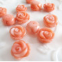 CB8104 Half drilled Natural Red pink carved coral rose beads,coral flower beads
