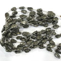 PB1145 Wholesale Pyrite carved skull head beads