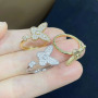 RM1370 Dainty Minimilast New Gold  CZ Paved Double Layer Lip Butterfly Spider Web Rings for Ladies Women 2021