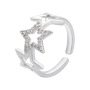 RM1297 Trendy Dainty 18k Gold Silver Plated Micro Pave CZ Star Open Rings for Ladies Women
