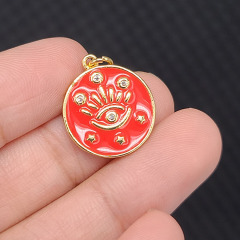 CZ8420 new 18k Gold Plated brass metal CZ diamond pave colored evil eyes enamel charms Pendant
