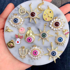 CZ8344 Good Luck & Protection Symbol 18K Gold Plated Cz Evil Eyes Charm, Micro Pave Greek Eye Charm Pendant CZ8344 Good Luck & Protection Symbol 18K Gold Plated Cz Evil Eyes Charm, Micro Pave Greek Eye Charm Pendant