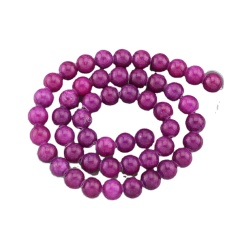 YJ1125-5 Fuchsia round Purple Gemstone Jade Beads