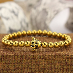 BRU0762 Gold Plated Hematite Beads Beaded Laughing Buddha Bracelet for men women
