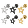 ES1062 circle&diamond&heart&hexagon&star&triangle shape gold, black, steel stud men's earring
