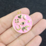 JS1607 2021 Big Large gold plated Enamel Rainbow Multicolor Heart Horseshoe Elephant evil eyes star Assroted Charm Disc pendants