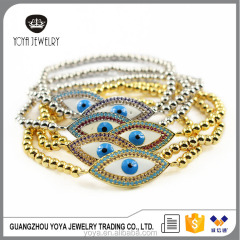 BRZ1307 Trendy Gold small beaded cz micro pave evil eye charm bracelets,smart gold bracelet