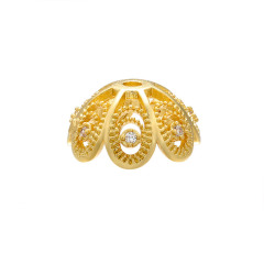 CZ7954 Fashion Jewelry Diy Supplies CZ Micro Pave Flower Shape Bead Caps