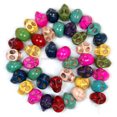TB0074 Colorful White Howlite Skull Beads, turquoise skull beads charms