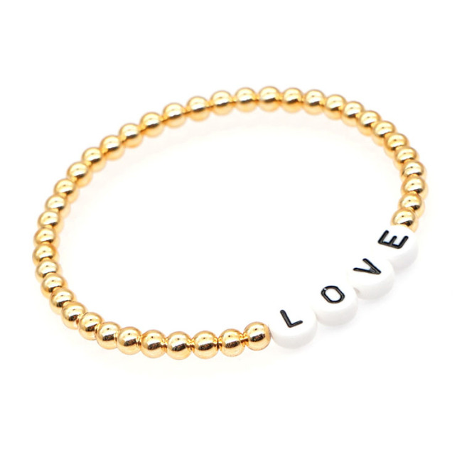 BM1015 Dainty Tiny Gold Beaded Personalized Custom Name Initial Letter Bracelets