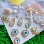 CZ8487 18K Gold Micro Pave cz shell Evil Eyes pendants Mop evil eyes Cubic Zirconia Turkish evil eyes Protection Charm Pendant