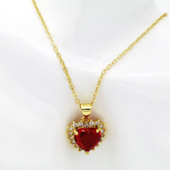 NZ1277 18k gold plated Diamond Zircon Cubic Zirconia Heart Pendant stainless steel chain women's necklace