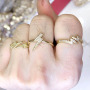RM1137 Hot Sale Delicate Bling 18K Gold Plated Diamond Cubic Zirconia CZ Pave Lightning Bolt Charm Finger Rings for Women Girls