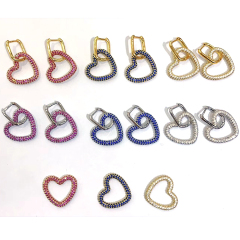 EC1621 2020 Womans Fashion CZ Micro Pave Heart Charm Huggie Earrings