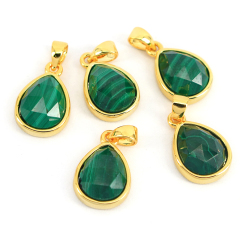 JF7283 Dainty Faceted Natural Semiprecious Stone Teardrop Pendants,Tiny Gold Bezel Faceted Gem Teardrop Pendant
