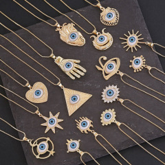 NM1220 18K Gold Resin evil eye eyeball choker necklace, good luck layered necklace, evil eye amulet jewelry gift for women