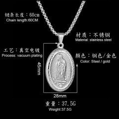 NS1122 Fashion Christian Jewelry Steel Oval Charms Pendant Necklace,Stainless Steel Gold Plated The Virgin Mary Men Necklace