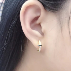 EC1562 Wholesale Bling Crystal Ear Jewelry Dainty Cubic zirconia hoop huggies earring,CZ micro pave huggie earrings