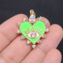 CZ8394 popular Gold Plated white Diamond CZ Evil Eye on Enamel Colored Heart Charm Pendants