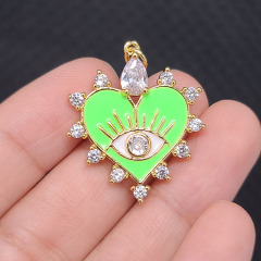 CZ8394 popular Gold Plated white Diamond CZ Evil Eye on Enamel Colored Heart Charm Pendants