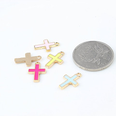 JS1522 Popular Small Tiny Colorful Multi Color Neon Enamel Cross Religious Charm Pendants for Jewelry Making