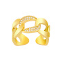 RM1183 New Dainty Gold Plated Diamond CZ Micro Pave Toggle Curb Cuban Chain Zipper Oval Double Stack Cocktail Rings