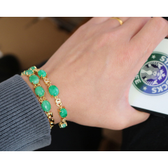 BN5353 natural jade stone 18k gold plated women's green jade bracelet