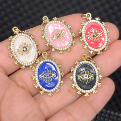 CZ8404 Gold Plated CZ diamond pave evil eyes enamel charms Pendant