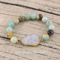 BRH1518 Wholesale amazonite beaded natural agate druzy druse bracelets BRH1518 Wholesale amazonite beaded natural agate druzy druse bracelets