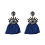 ET1054 Trendy Rhinestone Crystal Pave Evil Evileye Eye Charm Statement Tassel Fringe Earrings for Women Girls