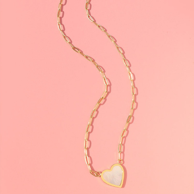 Minimalist Dainty18K IP Gold Plated Stainless Steel Shell Heart Necklace For Women Non Tarnish Pendant Necklace