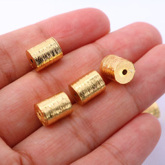 JS1512 Hot Sale Gold Plated Drilled Cylinder Beads,  gold Drum Beads, Brushed Gold Barrel Tube Jewelry Spacer Accent Beads,