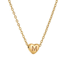 most popular 18k gold plated stainless steel letter A-Z heart initial necklace for women alphabet pendant necklace