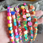 Colorful Clay Jewelry Beads Rainbow Polymer Clay Smiley Heart Fruit Jewelry Spacer Coin Beads for Kids Jewelry