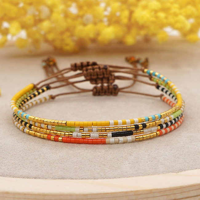 BRH1011 dainty Petite mini tiny seed beaded string Layering bracelet