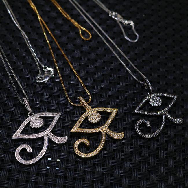 NZ1061 Chic Dainty Cubic Zirconia CZ Micro Pave Horus Turkish Evil Eyes Pendant Necklace