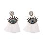 ET1054 Trendy Rhinestone Crystal Pave Evil Evileye Eye Charm Statement Tassel Fringe Earrings for Women Girls