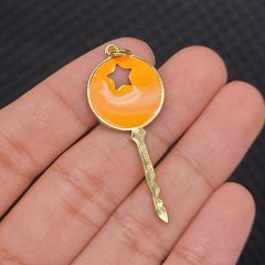JS1601 18K Gold Plated Star on Candy Colour Enamel Neon Multicolor Key Charm Pendants