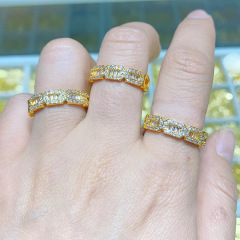 RM1356 Delicate  18k gold plated everyday CZ Paved Baguette Stacking Rings, Gold Minimalist Diamond Rings