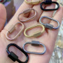 CZ7912  Stainless Steel Oval Shape Screw Clasp, Gold/Rose gold/ Black Plated U Shape Clasp Lock Buckle