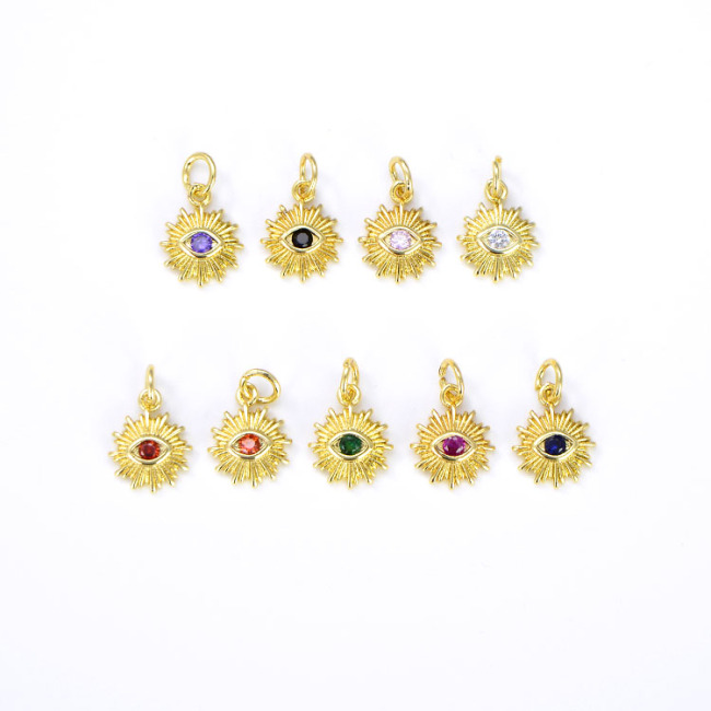 CZ8212 Dainty Mini Small Clear CZ Evil Eyes Charm,Tiny Minimal Zircon Cubic Zirconia Evil Eyes Charm Pendant