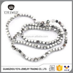 HB3129 Natural 3mm silver gold faceted cube hematite stone beads in bulk for jewelry making